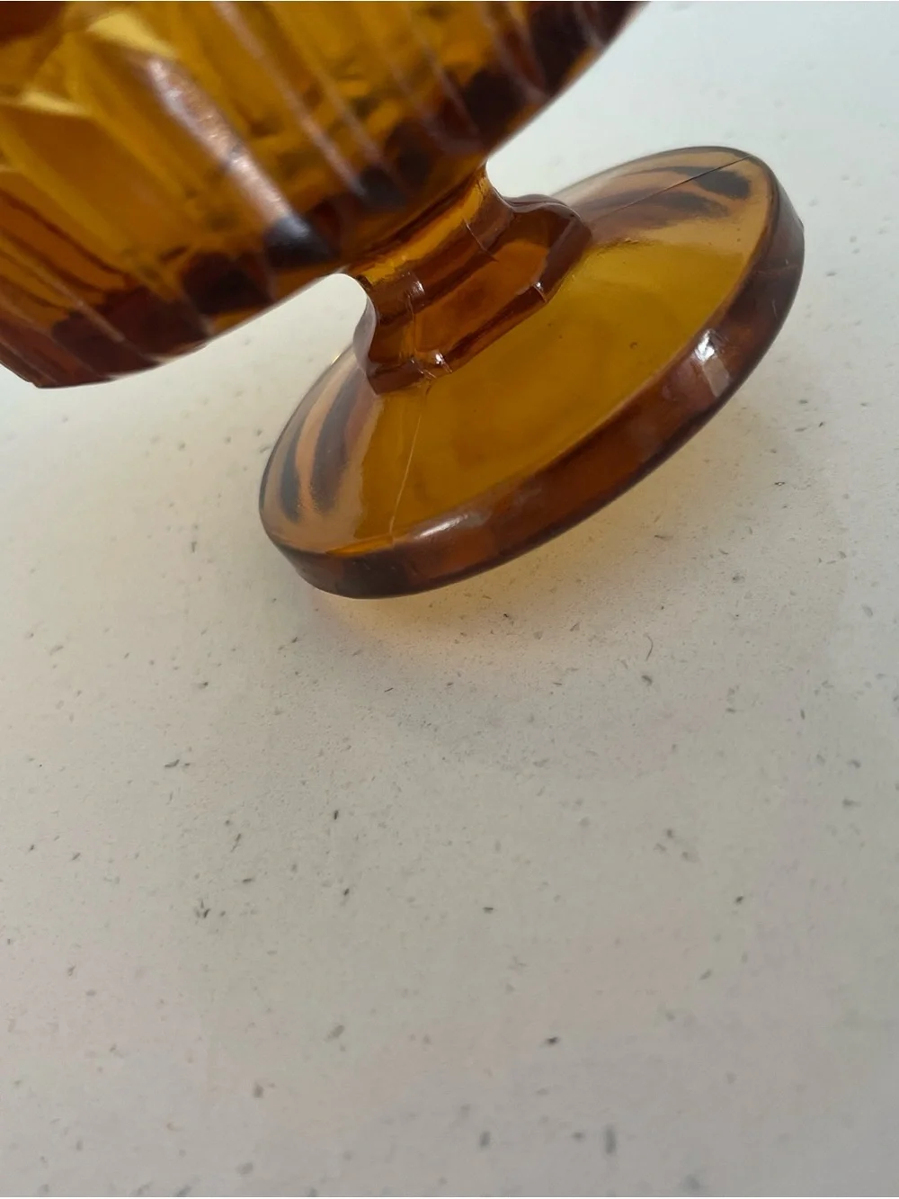 Vintage Indiana Glass Amber Diamond Point Fairy Lamp